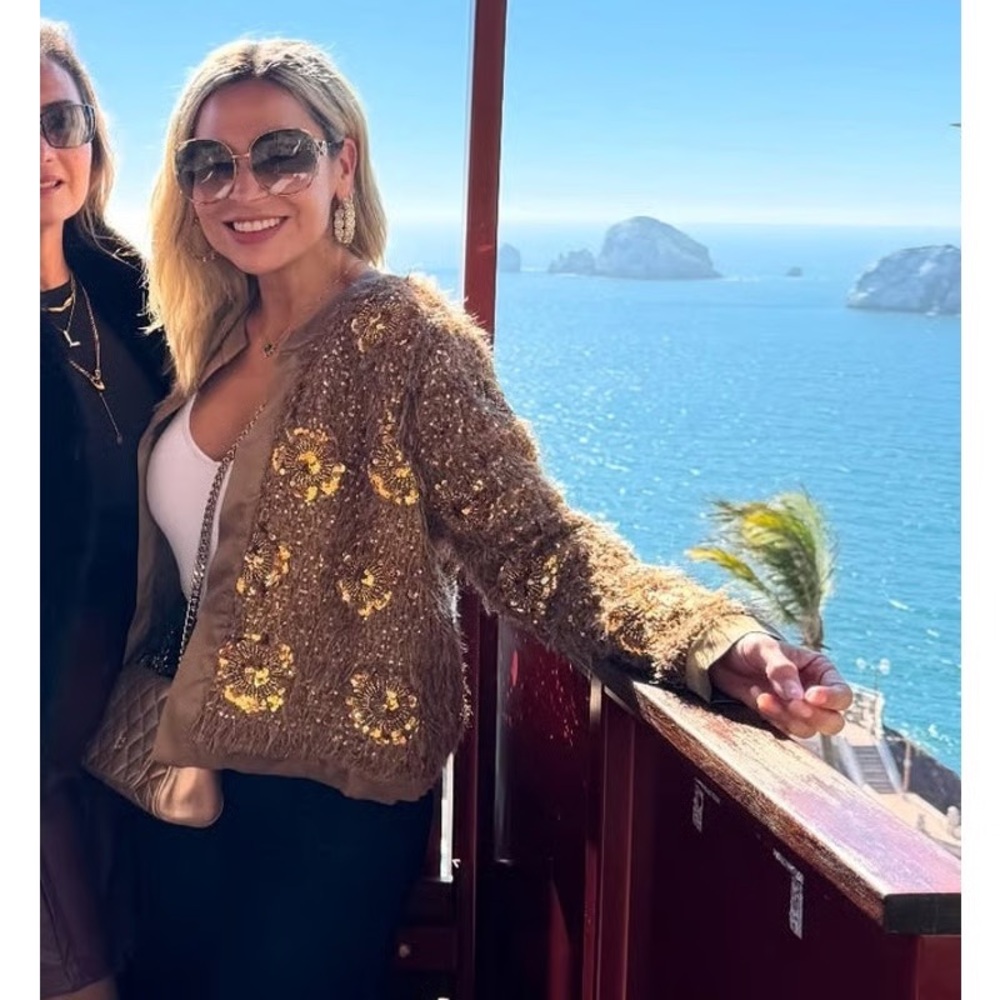 Zara Gold Sequin Bomber Jacket - Picture 4 of 8
